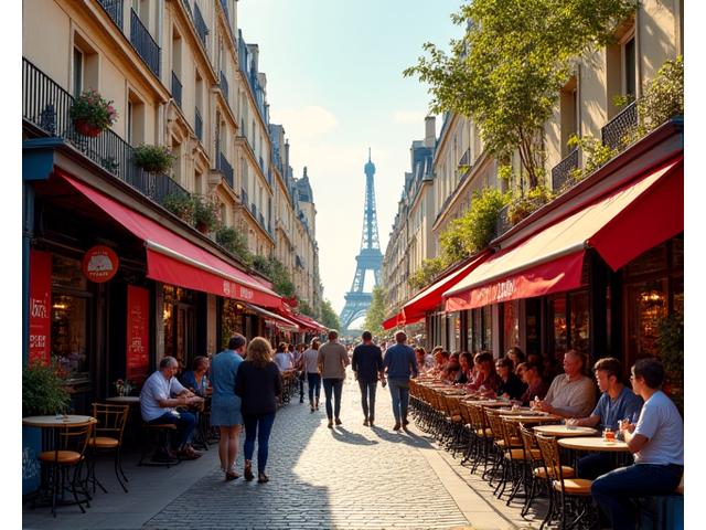 Scène de rue animée à Paris